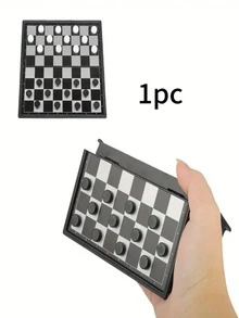 1件迷你磁性棋盤遊戲，小型便攜式折疊棋盤旅行套裝－5英吋磁性棋盤，經典西洋棋、棋盤遊戲與跳棋，口袋旅行尺寸，適合派對與活動策略遊戲，桌面遊戲配件 - 彩色 - 查看 13