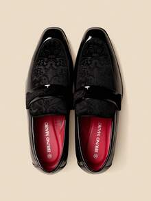 Men's Tuxedo Patent Classic Velvet Loafers Slip On Shoes For Wedding Party Shoes - 黑色 - 查看 3