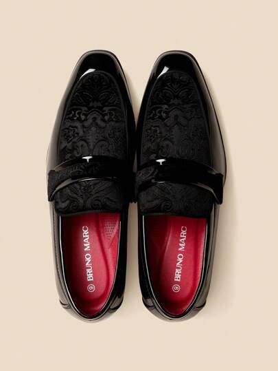 Men's Tuxedo Patent Classic Velvet Loafers Slip On Shoes For Wedding Party Shoes