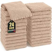 12 Pack Kitchen Dish Cloths (10 X 10 Inches, Cream Yellow), Super Soft And Absorbent Coral Velvet Dish Towels, Nonstick Oil Fast Drying Microfiber Cleaning Cloth, No Lint Household Dishcloths, 2025 - 棕褐色 - 查看 7