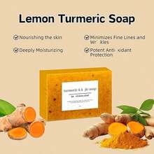 Lemon Turmeric Soap Bar,Turmeric Soap Bar For Face & Body,Deep Cleansing Moisturizing,Turm-Eric Handmade Soap For All Skin Types - 黃色 - 查看 7