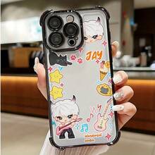 Funda para Kpop E-Compatible con 17 16e 16 15 14 13 12 11 Pro X XR XSMAX 8 Plus Anticaída Transparente Cubierta Trasera Suave, Funda Antigolpes,Cubierta de Uso Diario,Diseño Kpop,Tema de Anime,Cubierta Ligera,Material Duradero,Amantes del Kpop,Fans del Anime17 17promax - Negro - Ver 1