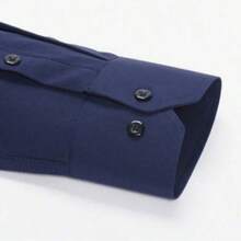 Men's Long-Sleeved Shirt, All Slim Fit Type, Luxury Premium - Xanh đậm - Xem 3