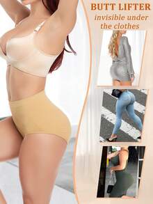Women Padded Booty Pants Body Shaper Briefs Underwear Panty Butt Lifter Hip Enhancer Underpants - Beige - View 6