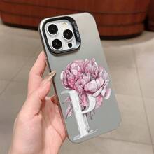 1 Funda Protectora Yuanqi Negra Floral con Letra Inglesa, Material PTPU, Resistente a Impactos, Recorte Preciso, Cobertura Completa, Compatible con Apple  6/7/8/X/11/12/13/14/15/16 Pro Max/16 Plus - Colores mixtos - Ver 5