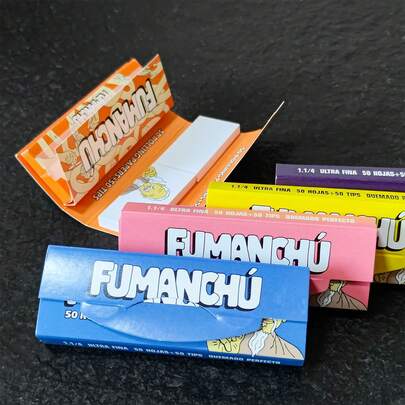 1/3 包，新款 78 毫米长便携式卡通主题卷烟纸，带烟嘴，50 张/包 - 日常手卷香烟必备