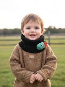 1pc Kids/Toddlers Dinosaur Knitted Scarf, Children's Cable Knit Neck Warmer, Autumn/Winter Warm Neck Gaiter, Cute Dinosaur Design