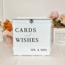 1pc Reception Wooden Wedding Greeting Card Box, Country-Style Gift Card Box Holder With Slot, Vintage Envelope-Style Coin Card Box For Wedding, Graduation Party, And Birthday Decorations - 白色 - 查看 7