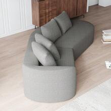 Modern Chenille Sofa, Upholstered, Oversized Corner Sofa, 4 Seater, Deep And Wide Seat, Cloud-Shaped Curved Sofa With 4 Decorative Pillows, Freely Combinable Sofa For Living Room And Bedroom - 淺灰色+雪尼爾+3座 - 查看 10
