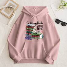 Printed  Hoodie | "So Many Books, So Little Time" Vintage - Bubblegum Pink - View 2