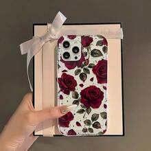 Funda transparente para teléfono Red Rose, adecuada para Apple  16/11/12/13/14/15pro/15 Plus/15 Promax/7plus/8plus/X/Xs Max/Xr/11pro/12pro/13pro/14pro/12mini/13mini/11promax/12promax/13promax/14promax/14plus/6/6s/6plus/7/8/16Pro/16plus/16promax. Una funda de cuerpo completo ofrece protección superior para tu teléfono. - 1 pieza - Ver 3