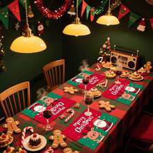 1pc/4pcs/6pcs/100pcs Santa Claus And Elk Printed Placemats, Heat-Insulating Placemats, Suitable For Home Decoration, Holiday Dining, Kitchen And Party Decoration, Party Placemats, Can Be Given As Christmas Gifts