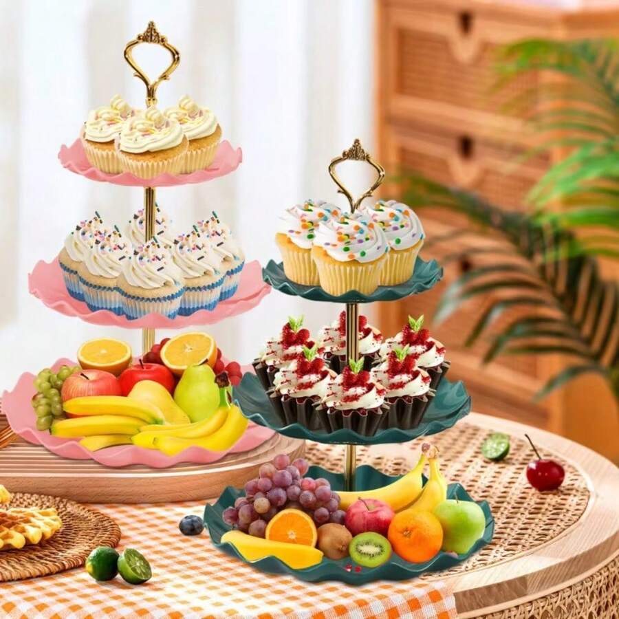 Cake Stand Plastic Dessert Stand Cupcake Holder Multi Layer Fruit Tray For Graduation Party Birthday Wedding Dessert Display