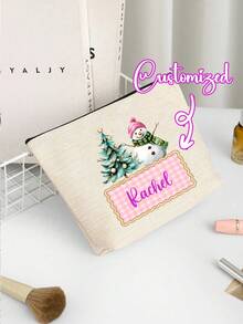 这款全新化妆包可定制文字和花卉图案，根据您的独特设计进行个性化定制。轻便防水的帆布拉链化妆包，也可用作零钱包、铅笔盒，适用于购物、约会、度假、旅行、节日、派对等场合，或作为礼物赠送。这款浴室化妆包便携多功能，是大学宿舍、海滩和夏季女性的理想之选。 - 白色2 - 查看 2