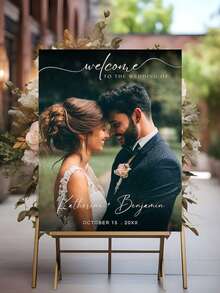 Elegant Wedding Photo Welcome Sign Template, Welcome Board, Wedding Photo Collage, Modern Welcome Sign, Printable Wedding Reception Poster - Multicolor - View 1