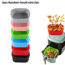 1个迷你硅胶空气炸锅内衬，可重复使用的硅胶空气炸锅篮，空气炸锅配件，厨房用品，可替代一次性烘焙纸（本产品并非通用型号，尺寸较小。产品材质较软，折叠发货，回弹速度较慢。购买前请确认产品尺寸是否合适。） - 彩色 - 查看 21