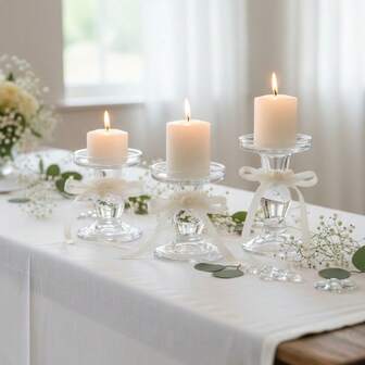 1/2/3 piezas Elegante soporte de vela de cristal transparente, soporte de vela de cristal transparente afilado, adecuado para boda, Halloween, fiesta, decoración de mesa de hotel, hermosa decoración de habitación, también se puede usar como regalo festivo, actividad de celebración festiva, único, personalizado, regalo novedoso, regalo de boda