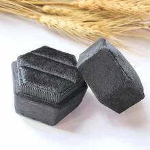 1 pieza Caja de anillo de terciopelo hexagonal personalizada, caja de anillo de boda y compromiso personalizada de una/dos ranuras, elegante caja de almacenamiento de anillos estilo retro, regalo de boda, regalo del Día de San Valentín - Multicolor - Ver 16