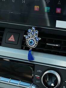 1pc Hamsa Hand Decor Zinc Alloy Car Air Outlet Clip - Multicolor - View 1