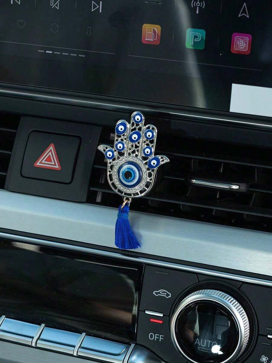 1pc Hamsa Hand Decor Zinc Alloy Car Air Outlet Clip - Multicolor - View 1