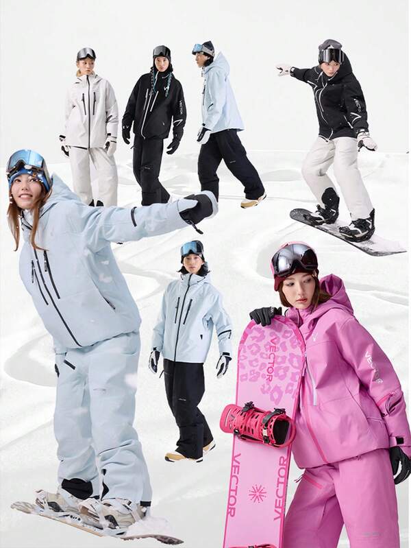 VECTOR MOTION Aquila 3L Padded Hooded Ski Jacket, Unisex, Fully Taped, Stretchy, Windproof, Warm, Durable, Breathable, For Single/Double Board Skiing