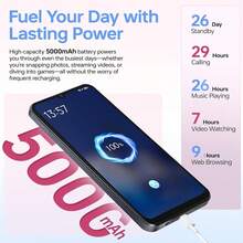 OUKITEL C5 Smartphone (Unlocked), 16GB RAM + 128GB ROM, 6.52" Screen, 5000mAh Battery, Android Smartphone, 13MP Camera, Unlocked, Dual 4G SIM/Face ID/OTG/3.5mm Jack - Hồng - Xem 3