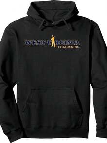 West Virginia Coal Miner Mining Mountaineer State Souvenir Pullover Hoodie,Christmas Thanksgiving New Year Birthday Hoodie Gifts For Mom Dad Men Women Friends, Black Soft Fabric - 款式21 - 查看 1