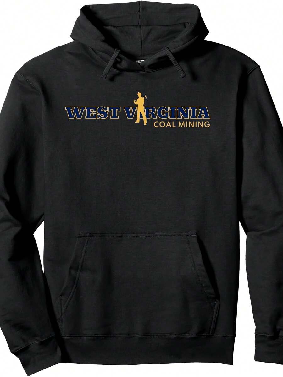 West Virginia Coal Miner Mining Mountaineer State Souvenir Pullover Hoodie,Christmas Thanksgiving New Year Birthday Hoodie Gifts For Mom Dad Men Women Friends, Black Soft Fabric - 款式21 - 查看 1