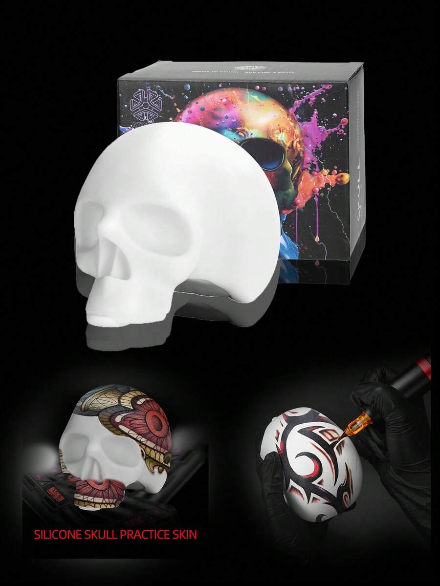 Silicone Skull Tattoo Practice Supplies, Makeup Accessories, DIY 3D Blank Embroidery Tattoo Artist Tattoo Supplies - Multicolor - View 1