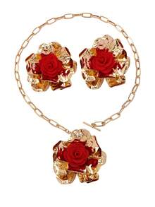 Women's Jewelry Set, Large Flower Necklace & Earrings Set, Suitable For Daily Wear And Vacation, Spring Jewelry Gift - Yellow Gold - View 7