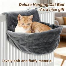 1pc Hanging Cat Radiator Bed, Pet Warm Wool Basket Cradle Hammock, Luxury Hanging Cat Bed, Foldable Cat Hammock, Light Gray, Can Be Used With Cat Entertainment Devices - Multicolor - View 5