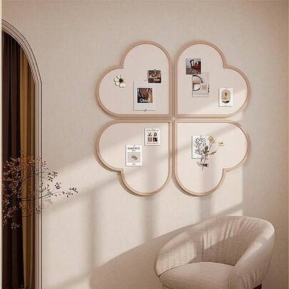 1 pieza Tablero decorativo de fieltro autoadhesivo | Tablero de notas de fieltro extraíble | Tablero de fondo de pared estilo nórdico Ins | Tablero de exhibición de fotos sin clavos | Tablero de corcho absorbente de sonido | Tablero de presentación de trabajos de estudiantes | Tablero de boletín reutilizable | Tablero de fieltro con forma de trébol de la suerte | Decoración de pared de fotos DIY creativa, adecuada para dormitorio, estudio, aula, oficina, tablero de alfileres, tablero de visión