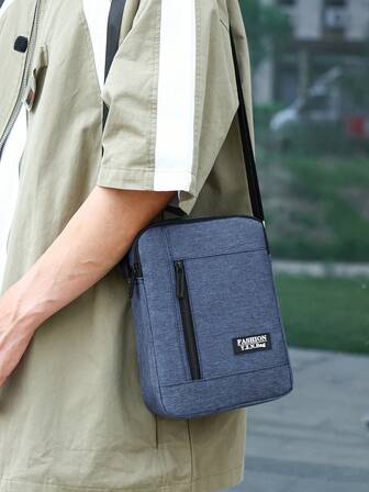 Grote capaciteit modieuze herentas met één schouder en diagonale vorm, multifunctionele verstelbare riem met ritssluiting, praktische opbergruimte voor heren.