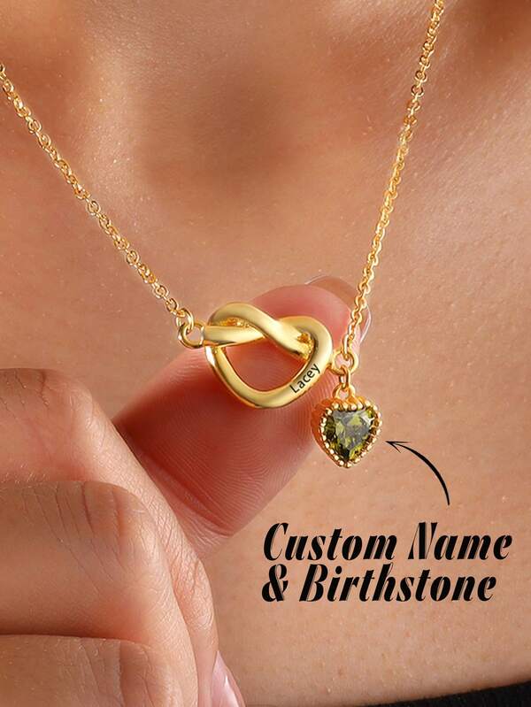 1 pieza Collar personalizado con piedra natal en forma de corazón, collar con piedra natal en forma de corazón, collar personalizado con nombre, regalo para mamá, regalo para ella.