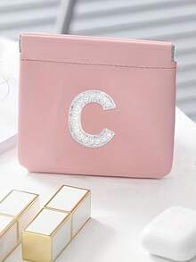 1pc Letter A-Z Cable Organizer Bag, Earphone Pouch, Cosmetic Bag, Digital Pouch, Coin Purse, Small Capacity, Toiletry Organizer Bag, Travel Organizer, Lightweight Travel Essentials, Jewelry Organizer, Lip Gloss Organizer, Nail Polish Organizer, Cosmetic Storage Organizer - Pink - View 24