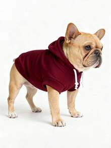 LUCKIE LABO 1pc Black Dacron Solid Color Basic Comfortable Sleeveless Hoodie With Dopamine Style For Indoor/Outdoor Pets - Black - View 3