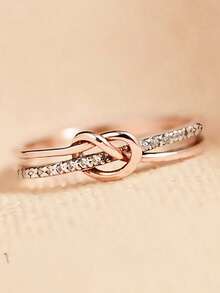 1PC Vintage Rings Fashional Design Women's Rings Knot Rings For Women Suitable For Daily Wear Merry Christmas Birthday New Year Valentine's Day Anniversary Gift For Her Jewelry Ring - Hoa hồng vàng - Xem 2