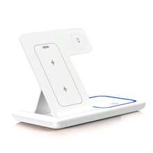 Wireless Charger 3-In-1 Wireless Fast Charging Stand, 15W Wireless Intelligent Identification Does Not Hurt The Machine, Ambient Light Design Wireless Charger, Folding Storage Travel Without Burden, Suitable For Desktop Stand / Office Travel Work / Watch Live / Video Smart Good Helper Compatible With IPhone 17 16 15 14 13 12 11 X 8 Pro Max/Pro/Mini/Plus, Suitable For Office, Dorm, And Home,Compatible With IPhone 17/16 Pro/ Max; 16 Plus; 16; 15 Pro/ Max; 15 Plus; 15; 14 Pro/ Max; 14 Plus; 14; 13 Pro/ Max; 13 Mini; 13; 12 Pro/ Max; 12 Mini; 12; SE (2022); 11 Pro Max; 11 Pro; 11; Xr; Xs Max; Xs; X; 8 Plus; 8.Compatible With Watch Series 1/2/ Series 3/Series 4/Series 5/Series 6/Series 7/Series 8/Series 9/Series 10/SE/ SE2/ SE3/Ultra/Ultra 2/Sport/Edition,Birthday Gift,Halloween Gift,Christmas Present - White - View 9