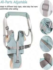Four Seasons Portable Breathable Baby Walker, Baby Learning Walking Harness, With Waist Protection And Anti-Pull Rope - Mint Green - View 7
