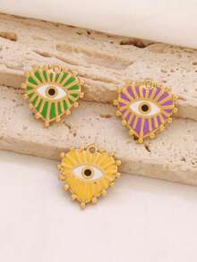 2pcs Stainless Stainless Steel Enamel Heart Charms Findings Evil Eye Pendant For DIY Jewelry Making Supplies Accessories - Pendants - View 5