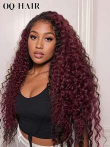 OQ Hair Wear To Go 水波纹免胶假发，渐变色卷发，6x4 透明蕾丝闭合假发，180% 密度，18-28 英寸，预剪预拔，自然发际线，卷发造型，适合万圣节、波西米亚风、海滩风、街头风、未来主义、赛博朋克风等各种场合。 - SNatural/99JA - 查看 5
