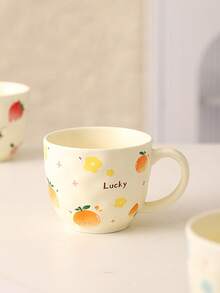 1pc Fruit & Floral Ceramic Mug, Refreshing Beverage Cup, Milk And Coffee Cup, Suitable For Kitchen, Living Room, Home Entertaining, Gift, Christmas Present - Multicolor - View 7