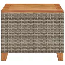 vidaXL Gartentisch Grau 45x45x37 Cm Poly Rattan Akazienholz - Grigio - Visualizzare 5