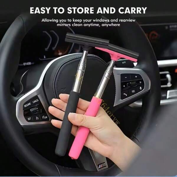 Retractable Car Rearview Mirror Windshield Wiper, Extendable Car Rearview Mirror Wiper With Long Handle, Retractable Car Window Squeegee, Universal Car Accessories, Portable Car Lens Rain Drop Cleaner