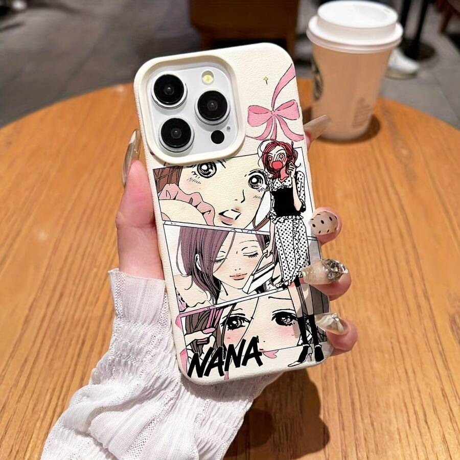 Fashion New Anime Nana Osakis Phone Suitable 17, 16e, 16, 15, 14, 13, 12, 11 Pro,, X, XR, XSMAX, 8, 11 Plus Shockproof Soft Back Cover Couple, Phone Accessory, Cute Anime Design, Printed Design, Her17 17prom17 17promax - 白色 - 查看 1