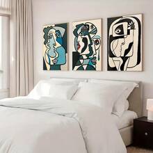 1/3幅抽象艺术墙面装饰画,复古经典海报,墙面艺术印刷品,家居和办公室装饰挂画,室内外均可使用 - 卧室客厅、浴室、厨房、餐厅走廊装饰画(无框) - 彩色 - 查看 5