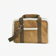 PINCOOL Bolsa de transporte para animais de estimação com alça de ombro, tecido multicolorido, adequada para cães e gatos de pequeno porte, bolsa de transporte portátil e moderna para animais de estimação. - Marrom Claro - Ver 7