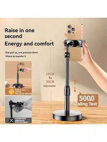 1pc Adjustable Rotatable Waterproof ABS Desktop Tripod Phone Holder, Phone Video/Live Streaming Stand, Ergonomic Phone Stand (Plastic Material, Prone To Damage From Pressure/Drops, Please Refer To Installation Video) - Multicolor - View 3