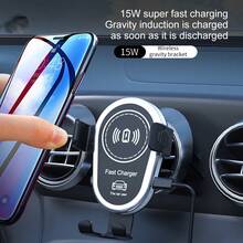 15W Wireless Car Charger, Wireless Phone Charging Holder, Triangular Wing Design, Stable Structure, Supports PD/QC Fast Charging Protocols, Compatible With IPhone & Galaxy Series - Black - View 3