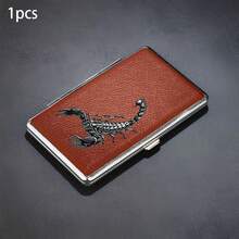 Pattern Thick Cigarette Box, Black And Brown Leather Texture, Can Hold 20 Cigarettes, Each Box Has A Rubber Strap Fixed Ultra-Thin Flip Design, Fashionable And Creative Moisture-Proof And Pressure Resistant Portable Cigarette Box - Multicolor - View 12